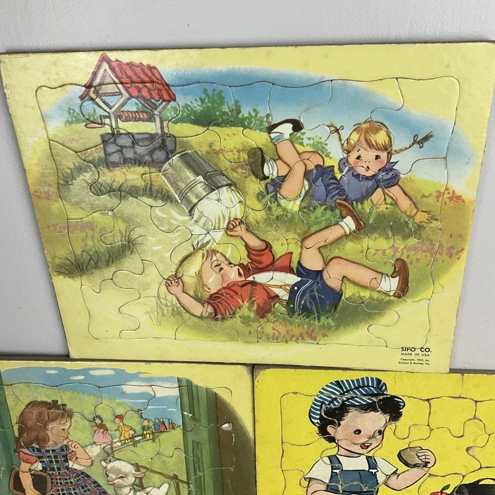 Vintage Seven SIFO Playskool Cardboard Puzzles Defects